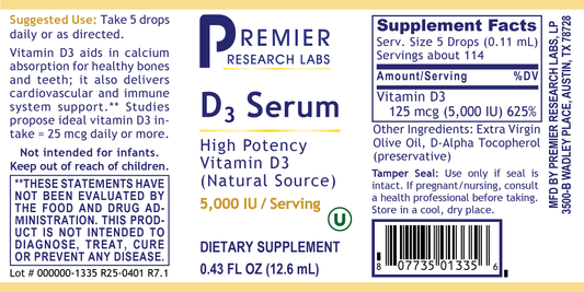 D3 Serum, Premier full label