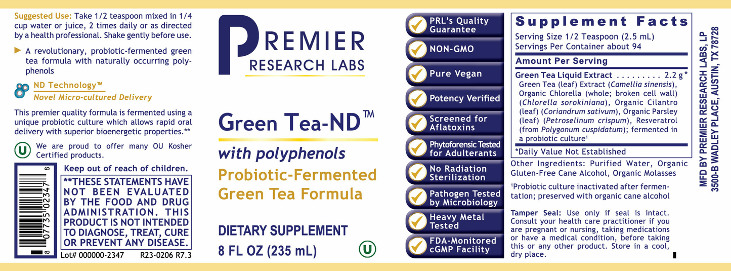 Green Tea - ND™ (Fermented) (8 oz) full label