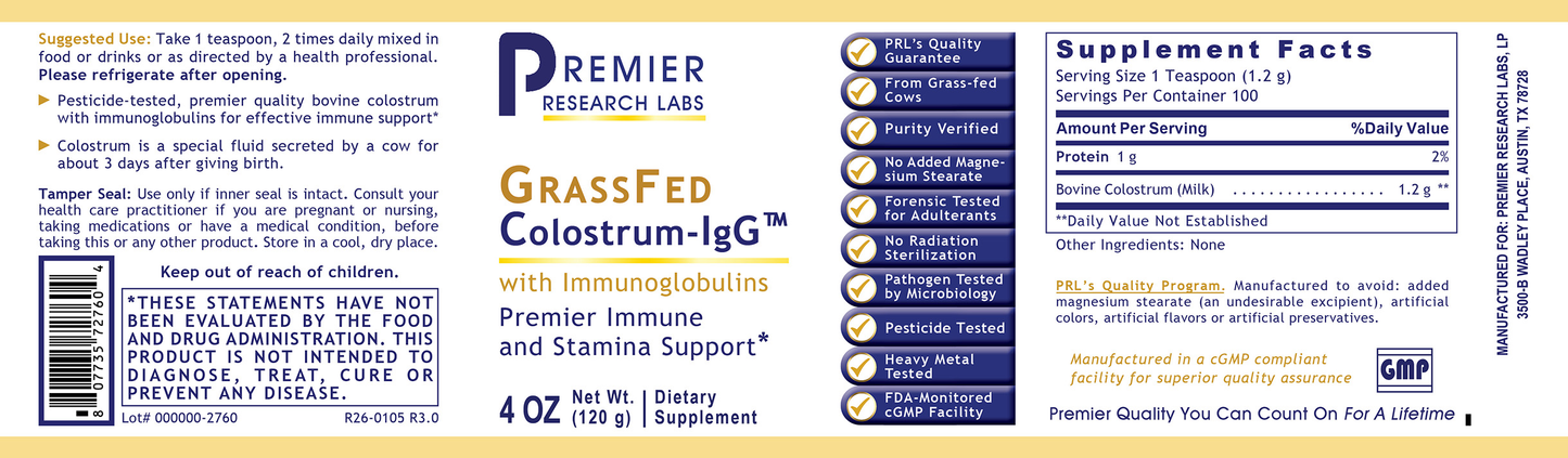 Colostrum-IgG™, Premier (Powder) full label