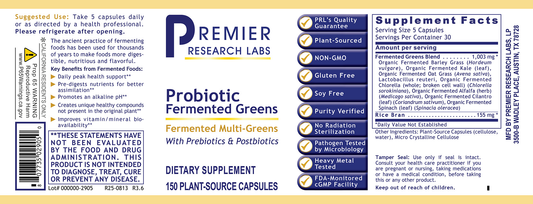 Probiotic Fermented Greens, Premier full label