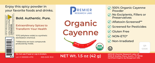 Organic Cayenne Spice Powder full label