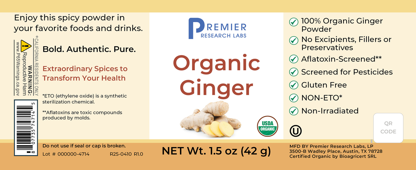 Organic Ginger Spice Powder full label