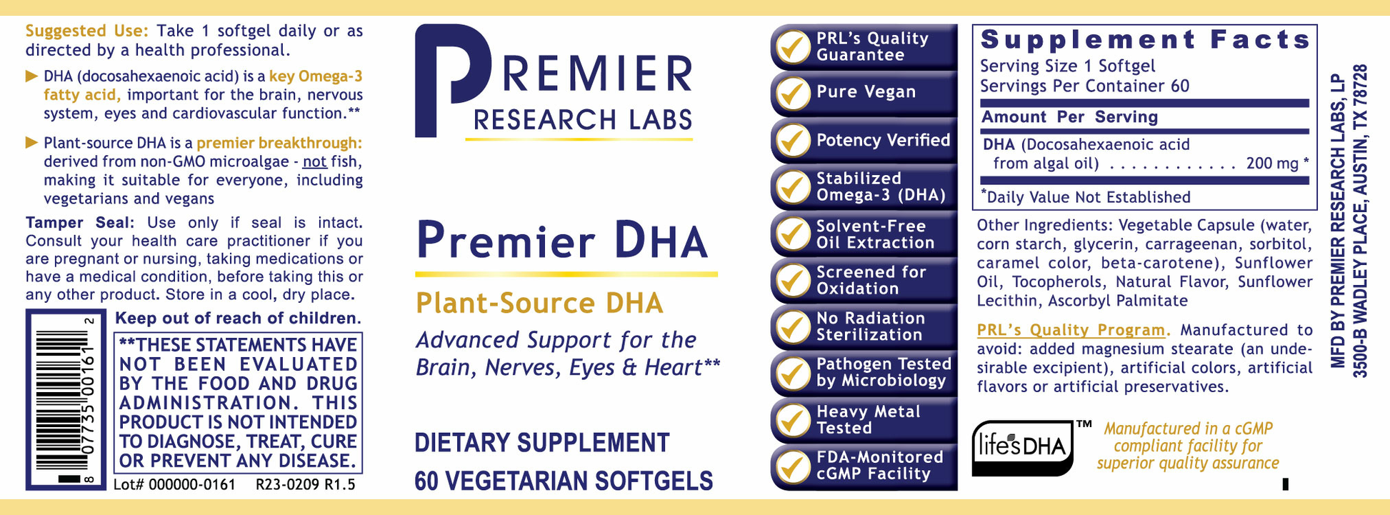 DHA, Premier full label