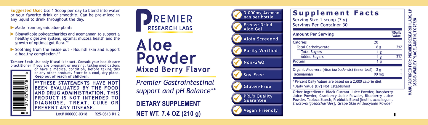 Aloe Powder-Mixed Berry Flavor, Premier full label