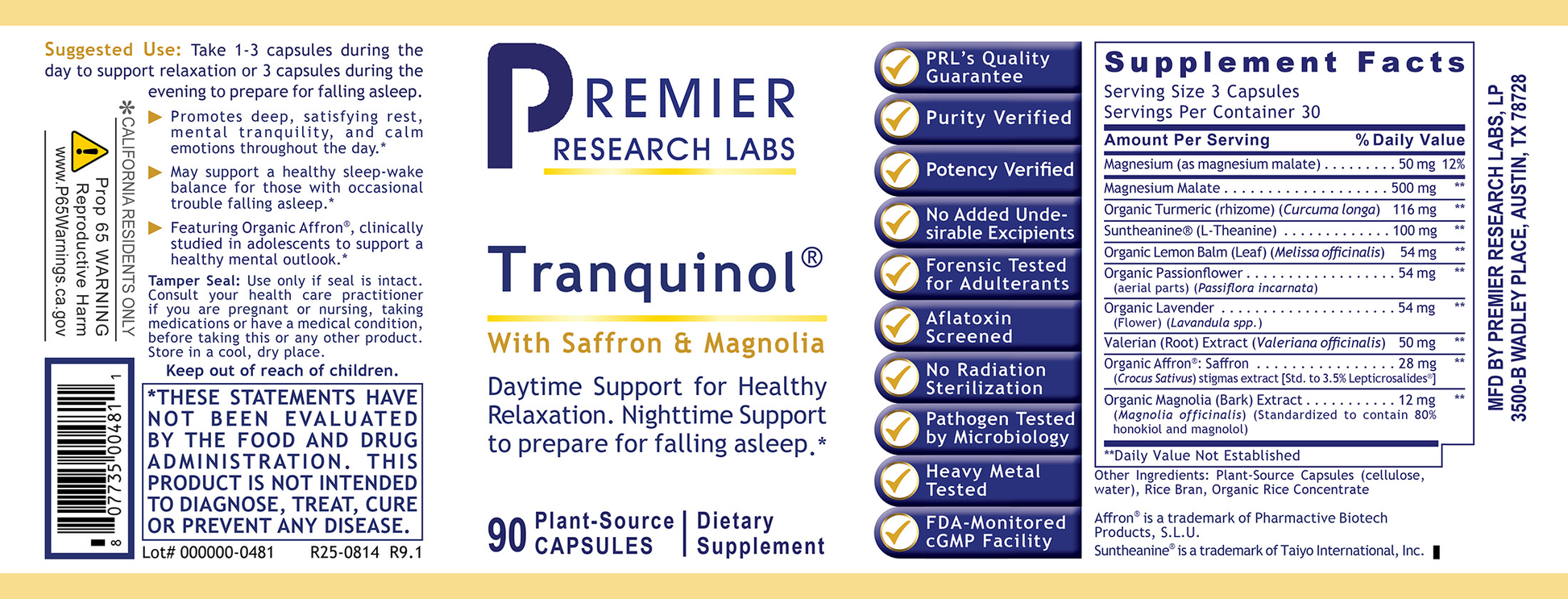 Tranquinol® full label
