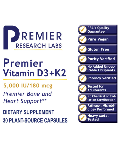 Vitamin D3+K2, Premier full label