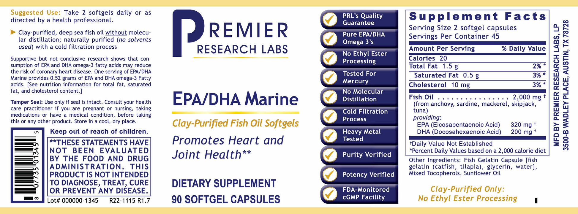 EPA/DHA Marine (Softgels), Premier full label