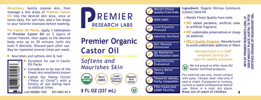 Organic Castor Oil, Premier full label