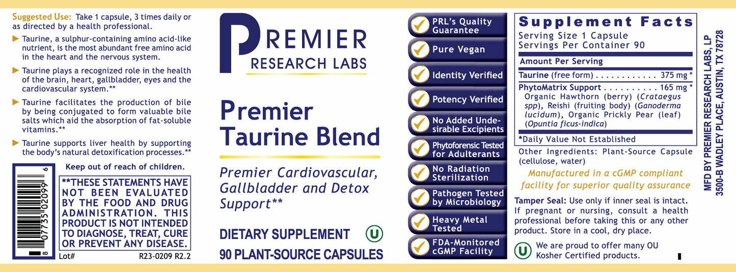 Taurine Blend, Premier full label