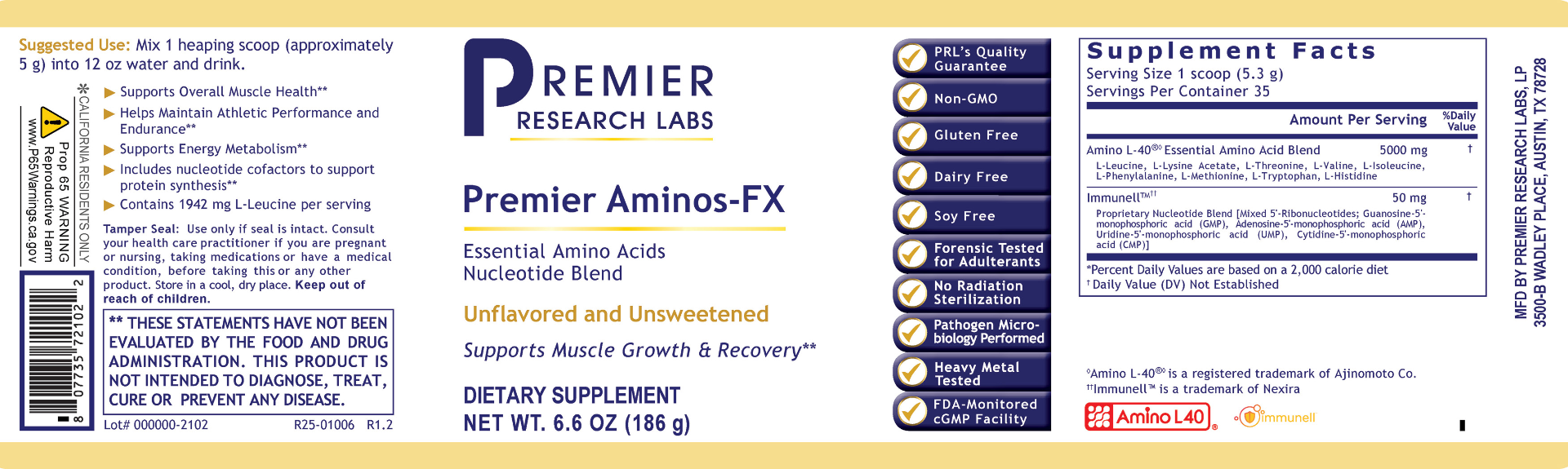 Aminos-FX, Premier full label