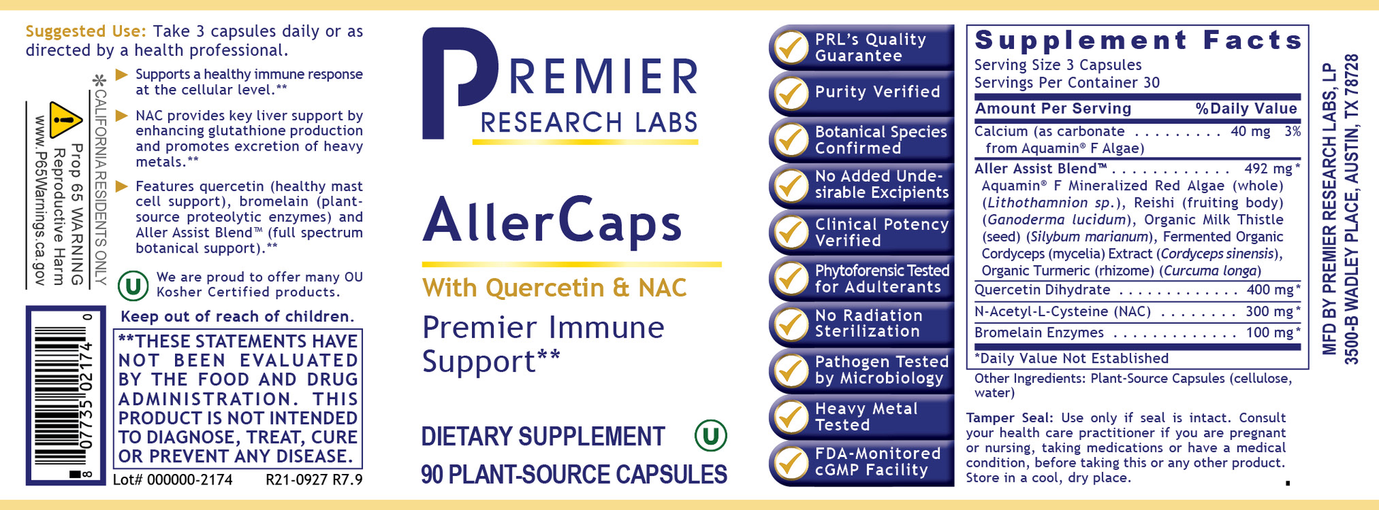 AllerCaps, Premier full label