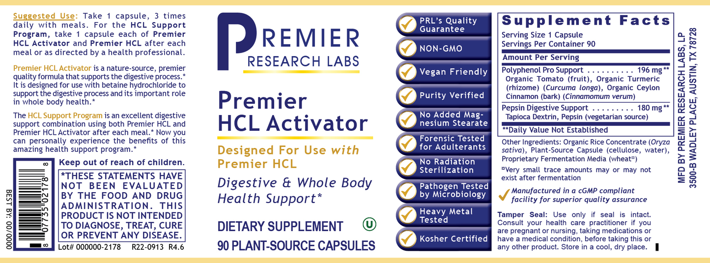 HCL Activator, Premier full label