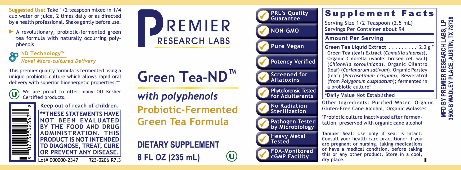 Green Tea - ND™ (Fermented) (8 oz) full label
