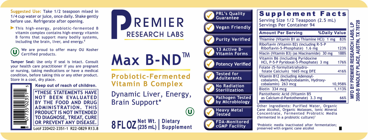 Max B-ND™ (Fermented) (8 oz) full label