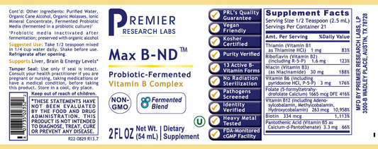 Max B-ND™ (Fermented) (2 oz) full label