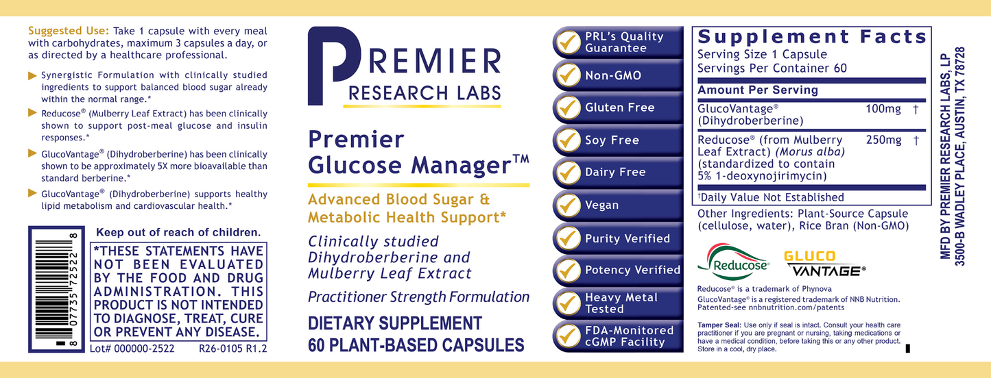 Glucose Manager™, Premier full label