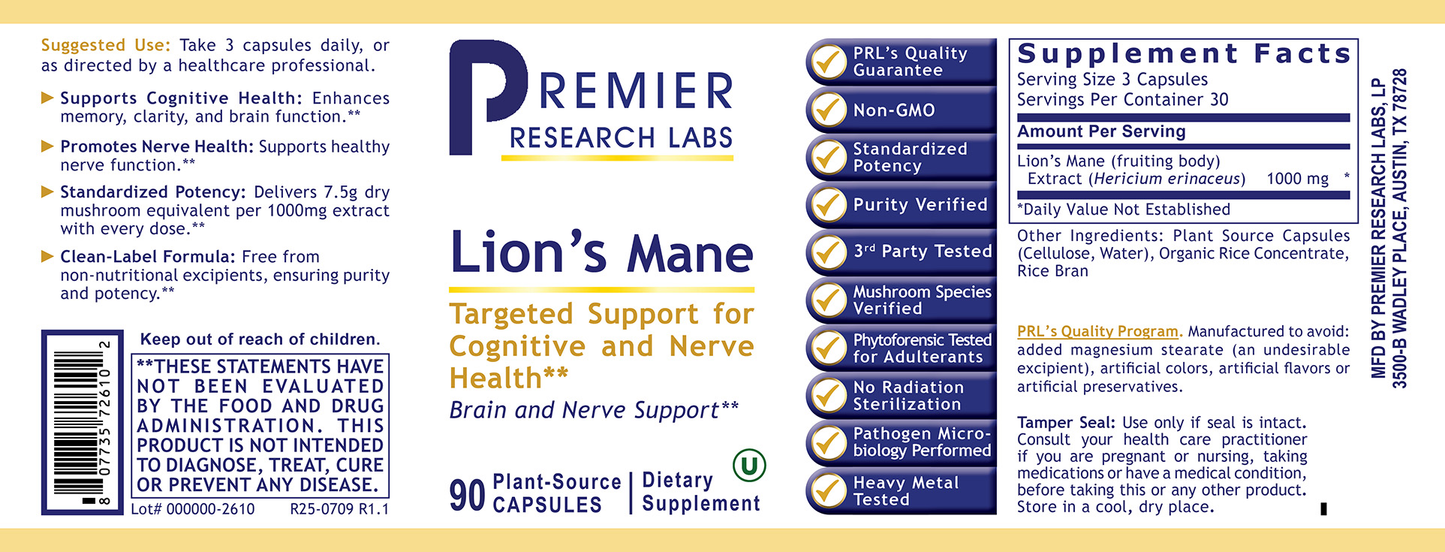 Lion's Mane full label