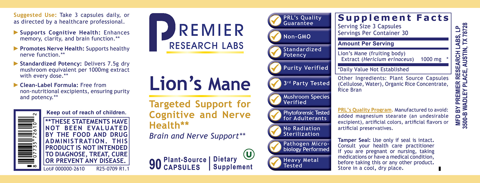 Lion's Mane full label