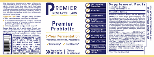 Premier Probiotic (30 Softgels) full label