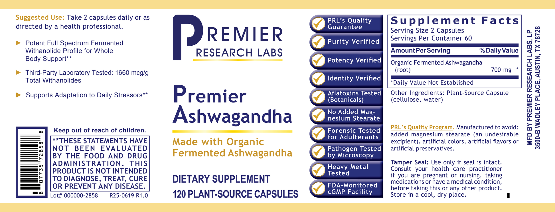 Ashwagandha, Premier full label