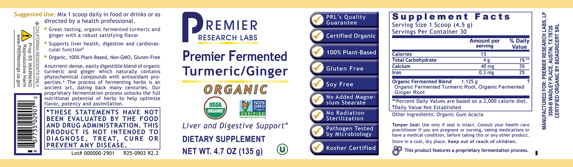 Fermented Turmeric/Ginger, Premier full label