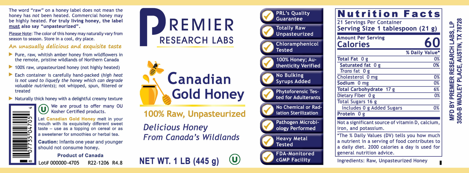 Canadian Gold Honey full label