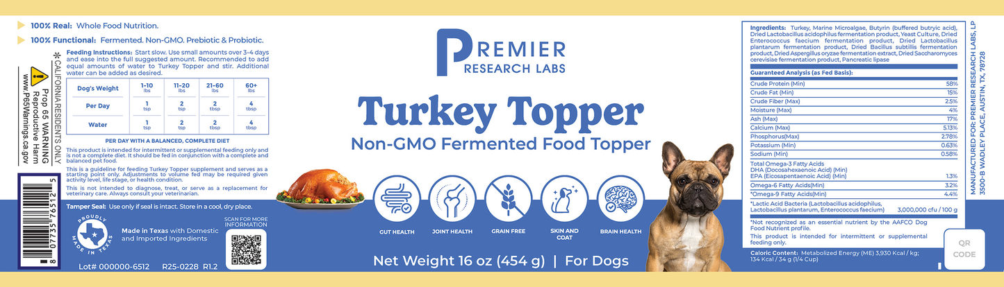 Turkey Topper full label