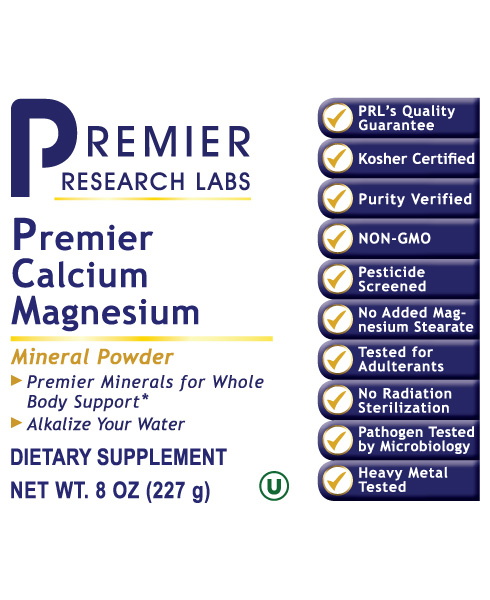 Calcium Magnesium, Premier (8 oz Powder) full label